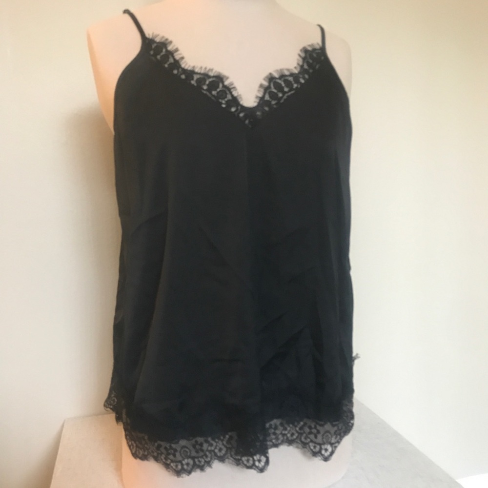 H&M Black Tank Top with Lace Detail